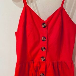 Japna dress in red, button up, large pockets sz M